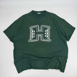 Foot Locker Hawaii Rainbow Warriors H Logo Green Graphic T Shirt S Y2K